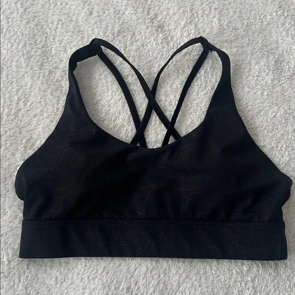 Zyia Activewear Light N Tight Black Paisley Strappy Padded Sports Bra Size XL - Picture 3 of 7